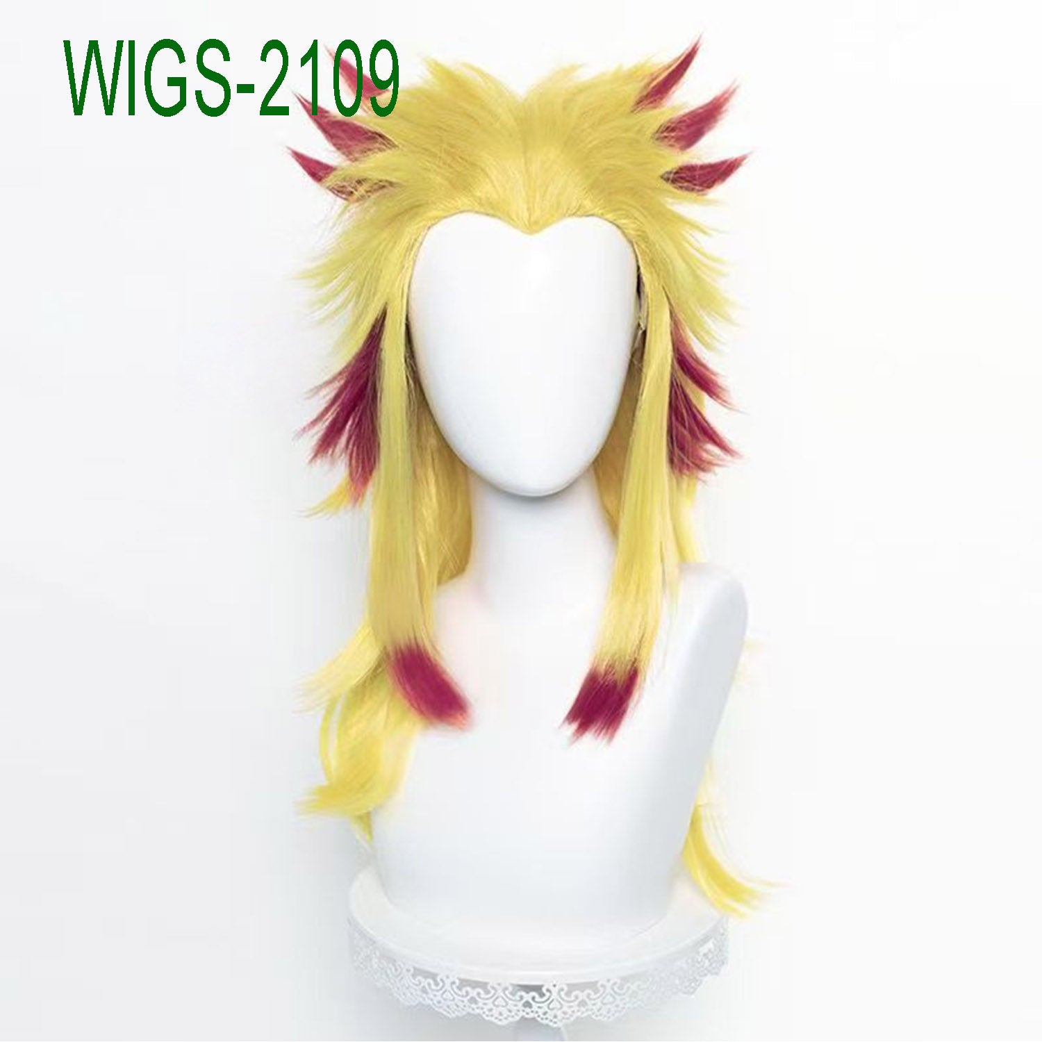 Anime Cosplay 65cm Long Tousled Wig Yellow and Wine Red Ombre Ends