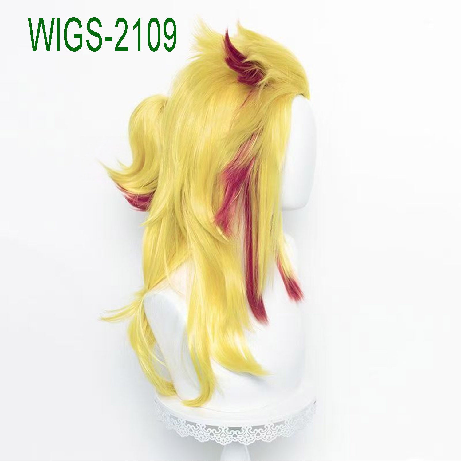 Anime Cosplay 65cm Long Tousled Wig Yellow and Wine Red Ombre Ends