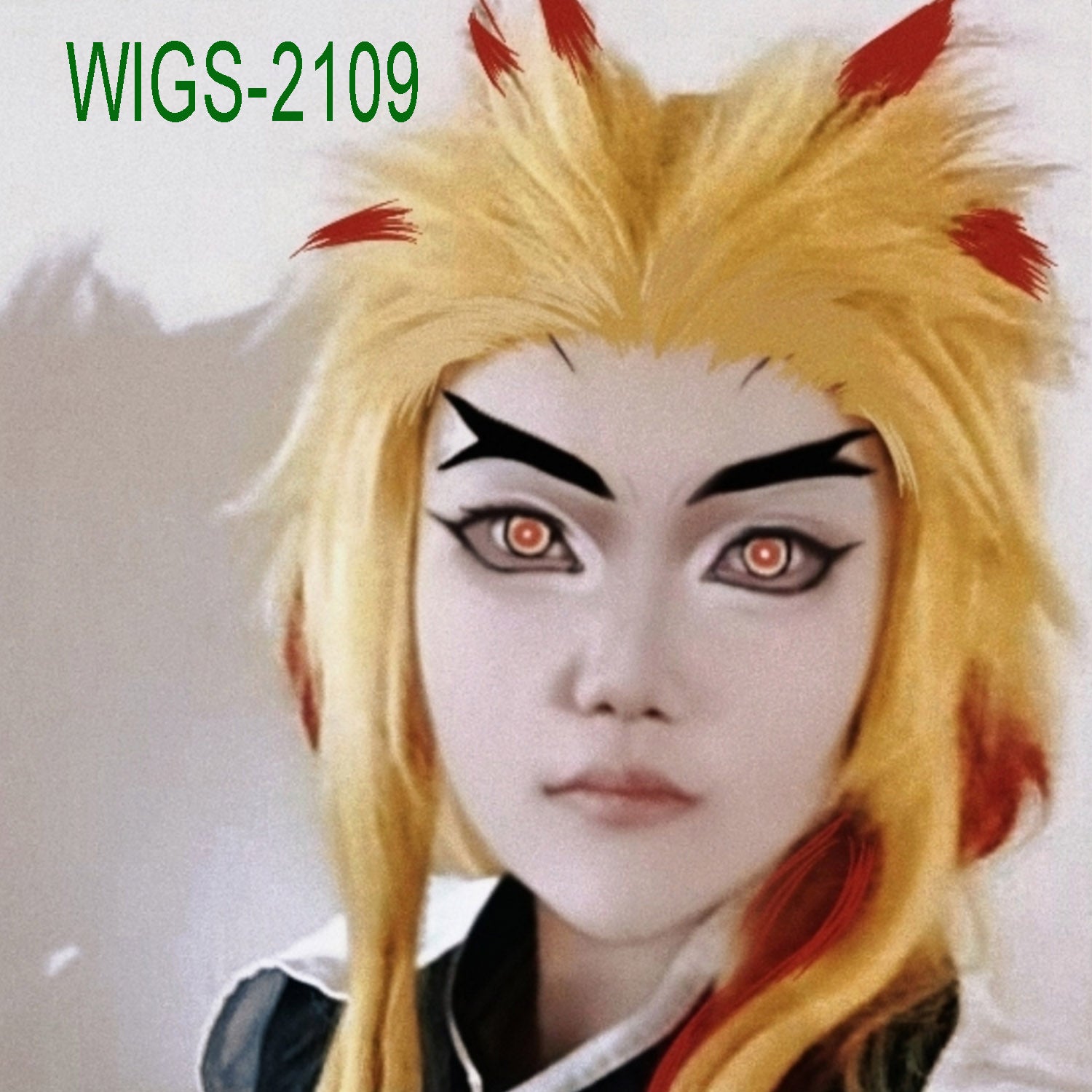 Anime Cosplay 65cm Long Tousled Wig Yellow and Wine Red Ombre Ends