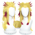 Yellow and Wine Red Ombre Ends Straight Wigs-65cm Anime Cosplay Fake Hair with Small Hairpin Ponytail