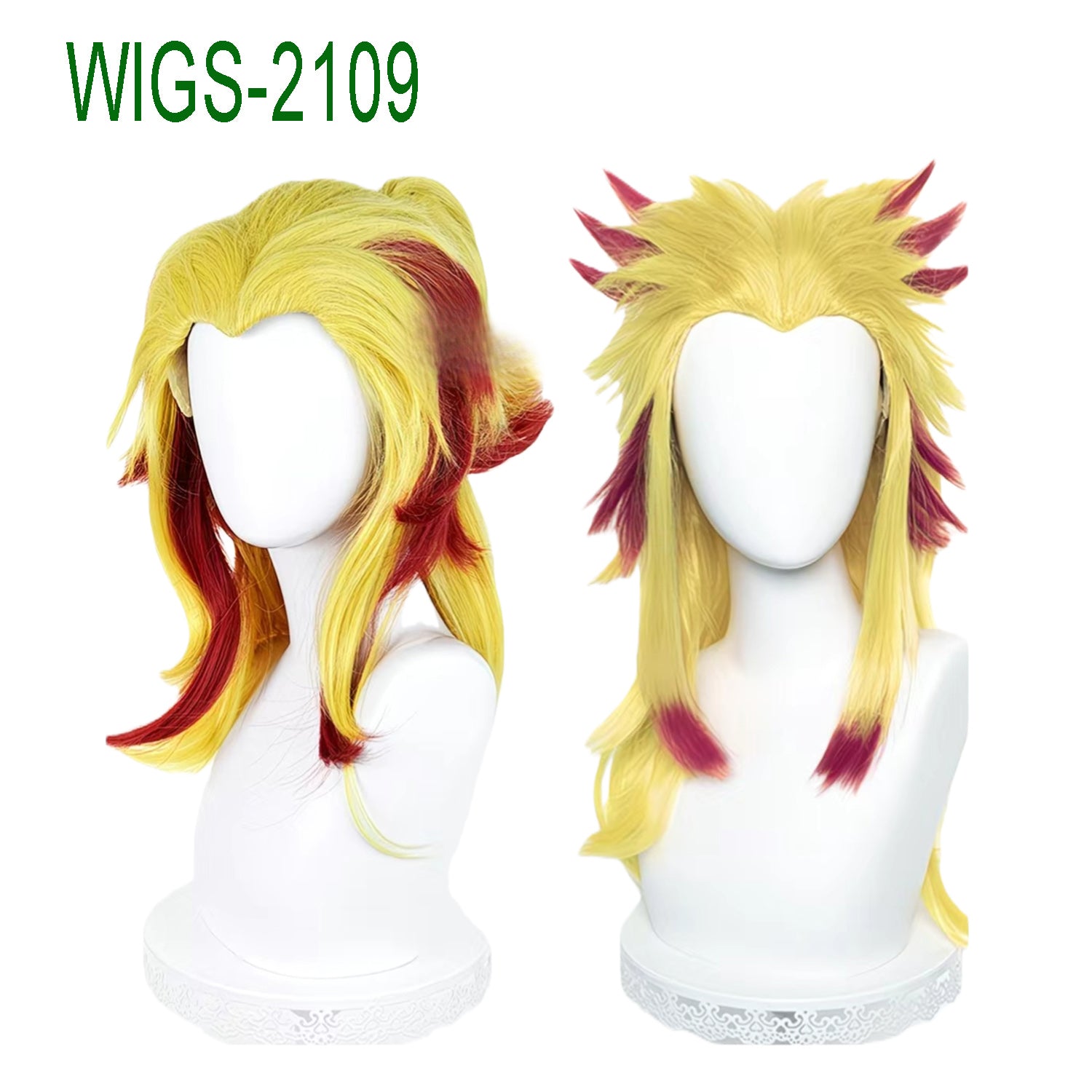 Yellow and Wine Red Ombre Ends Straight Wigs-65cm Anime Cosplay Fake Hair with Small Hairpin Ponytail