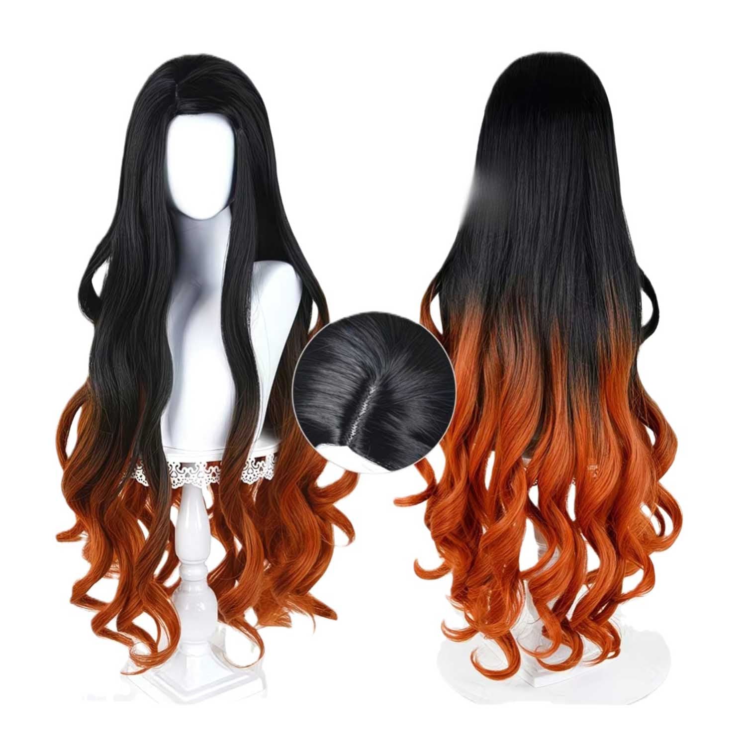 Black to Brown Ombre Long Wavy Cosplay Wig - 95cm Anime Cosplay Fake Hair