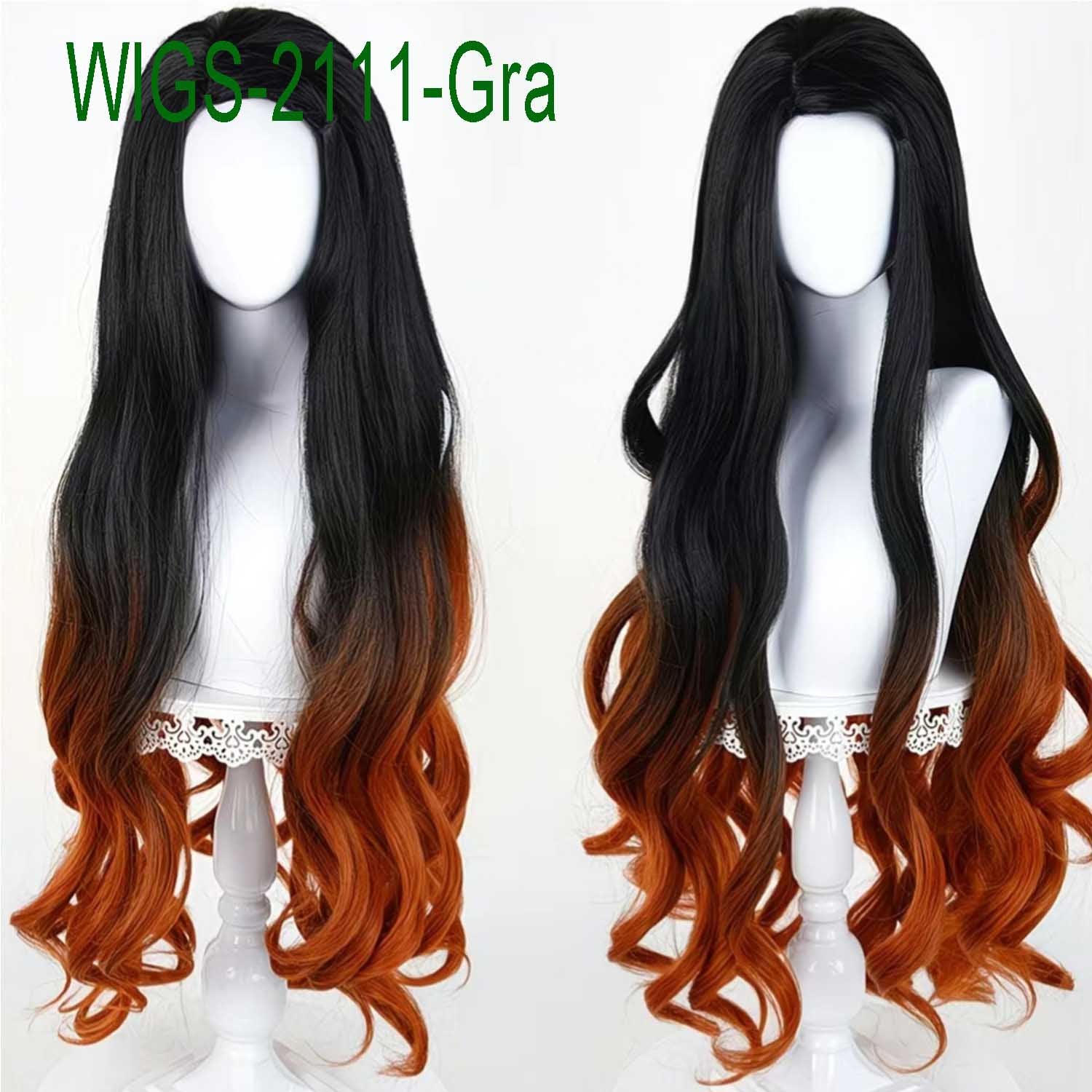 Black to Brown Ombre Long Wavy Cosplay Wig - 95cm Anime Cosplay Fake Hair