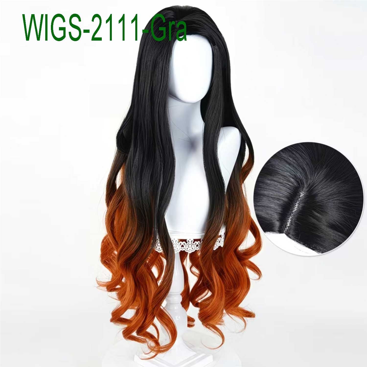 Black to Brown Ombre Long Wavy Cosplay Wig - 95cm Anime Cosplay Fake Hair