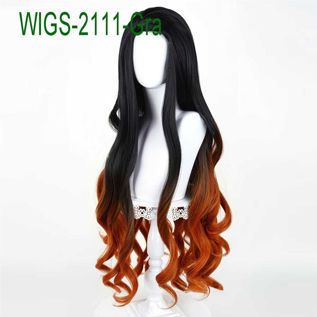 Black to Brown Ombre Long Wavy Cosplay Wig - 95cm Anime Cosplay Fake Hair