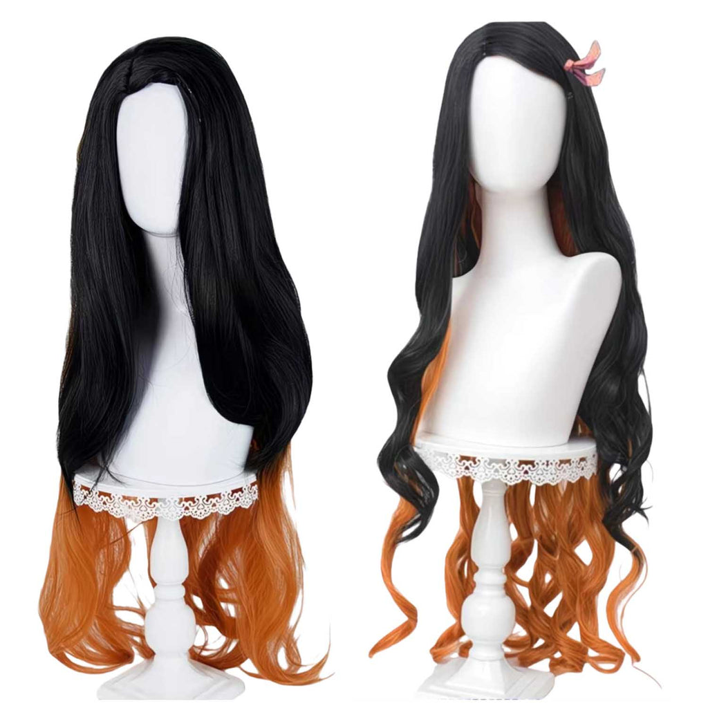 Black and Brown 2 Layerd Long Curl Wig - 100cm Anime Cosplay Fake Hair