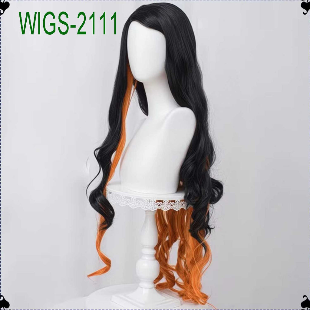 Black and Brown 2 Layerd Long Curl Wig - 100cm Anime Cosplay Fake Hair
