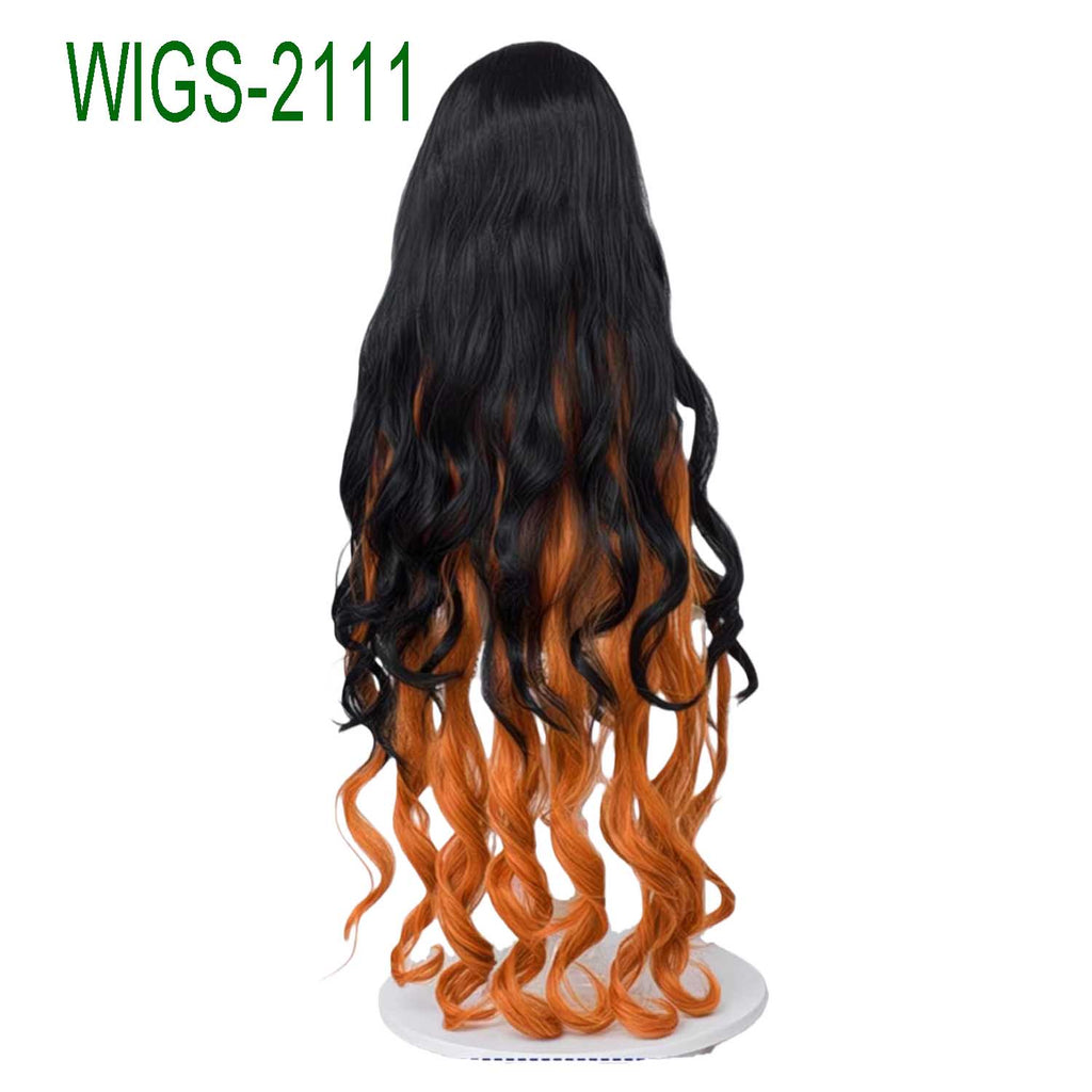 Black and Brown 2 Layerd Long Curl Wig - 100cm Anime Cosplay Fake Hair