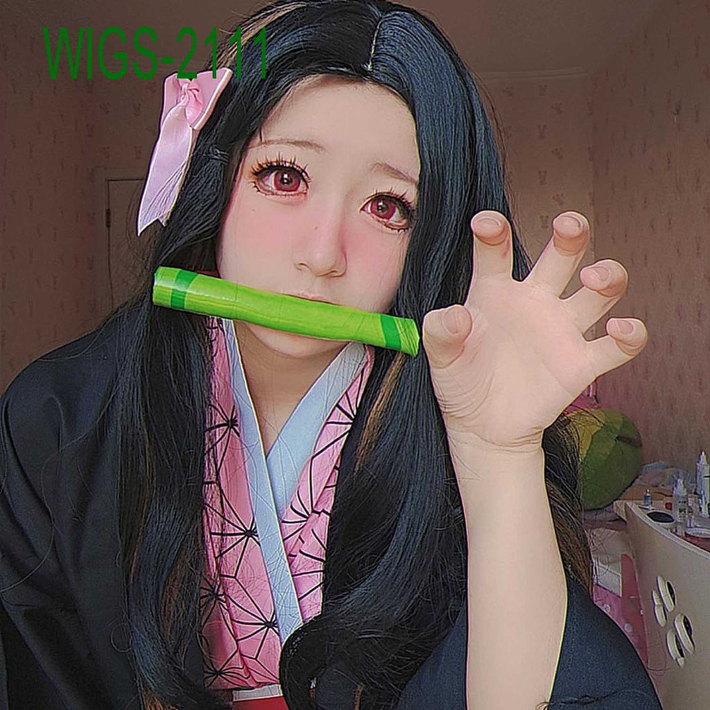 Black and Brown 2 Layerd Long Curl Wig - 100cm Anime Cosplay Fake Hair