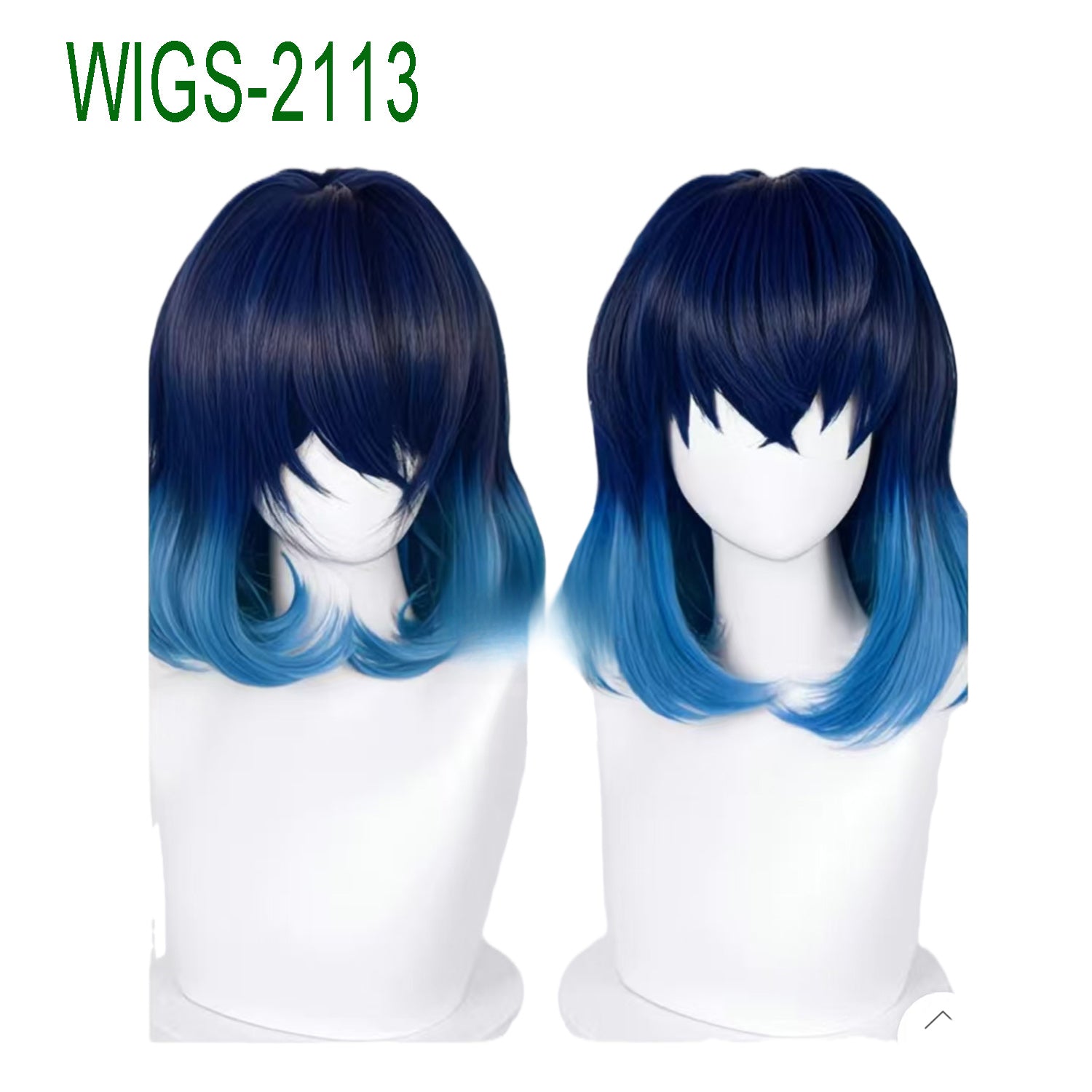 Deep Blue and Blue Short Straight Wigs-40cm Anime Cosplay Fake Hair
