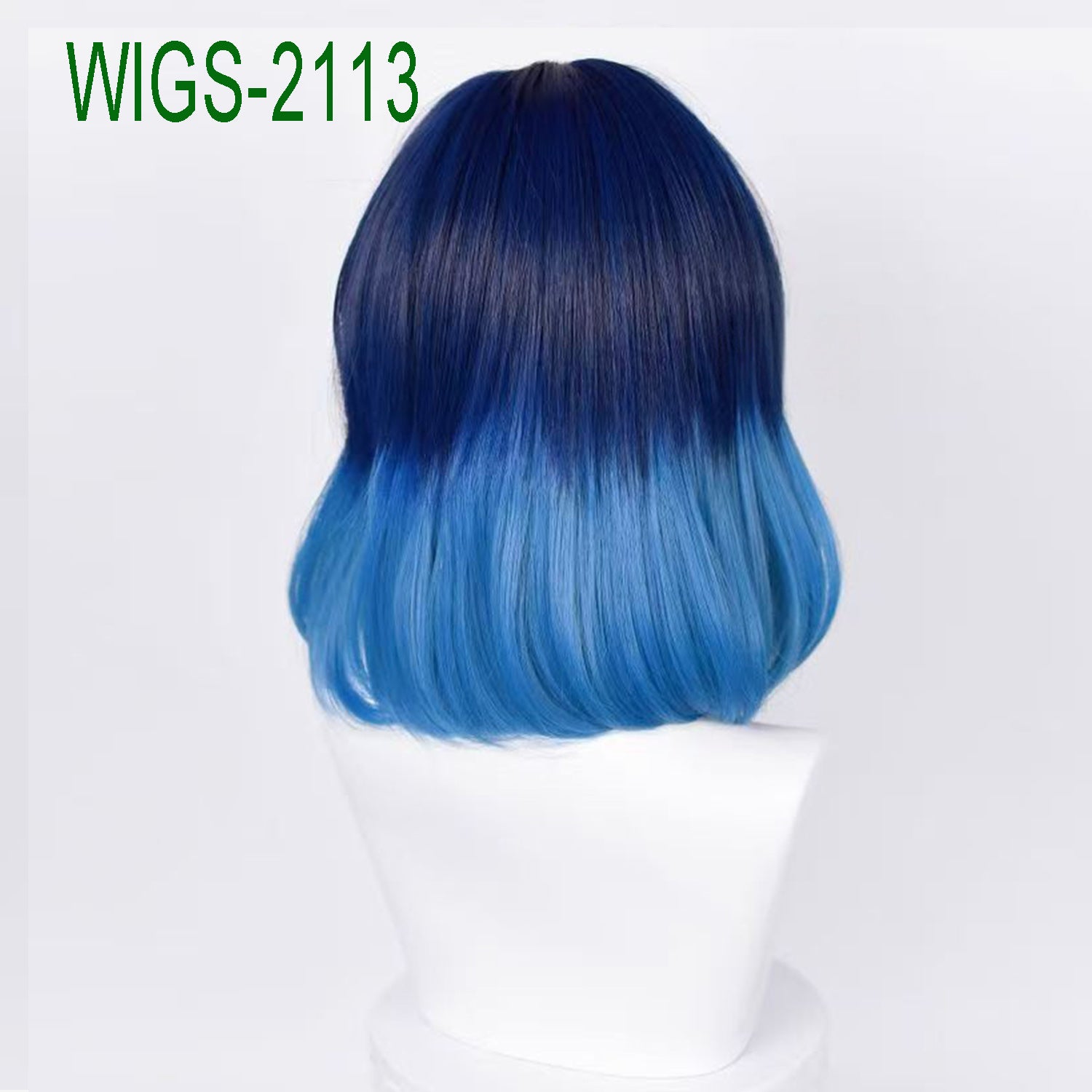 Deep Blue and Blue Short Straight Wigs-40cm Anime Cosplay Fake Hair