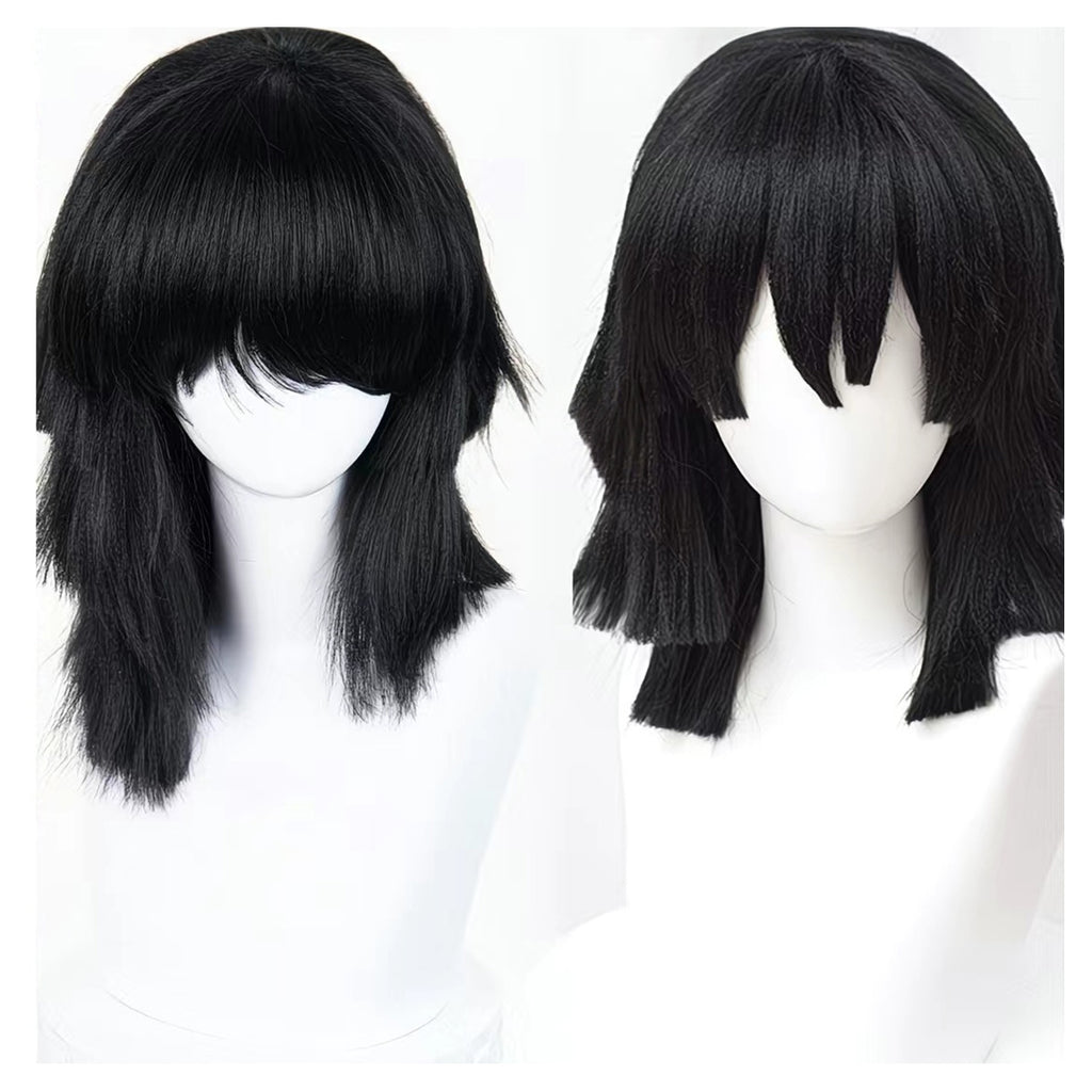 Black Layered  Short Straight Wigs-40cm Anime Cosplay Fake Hair