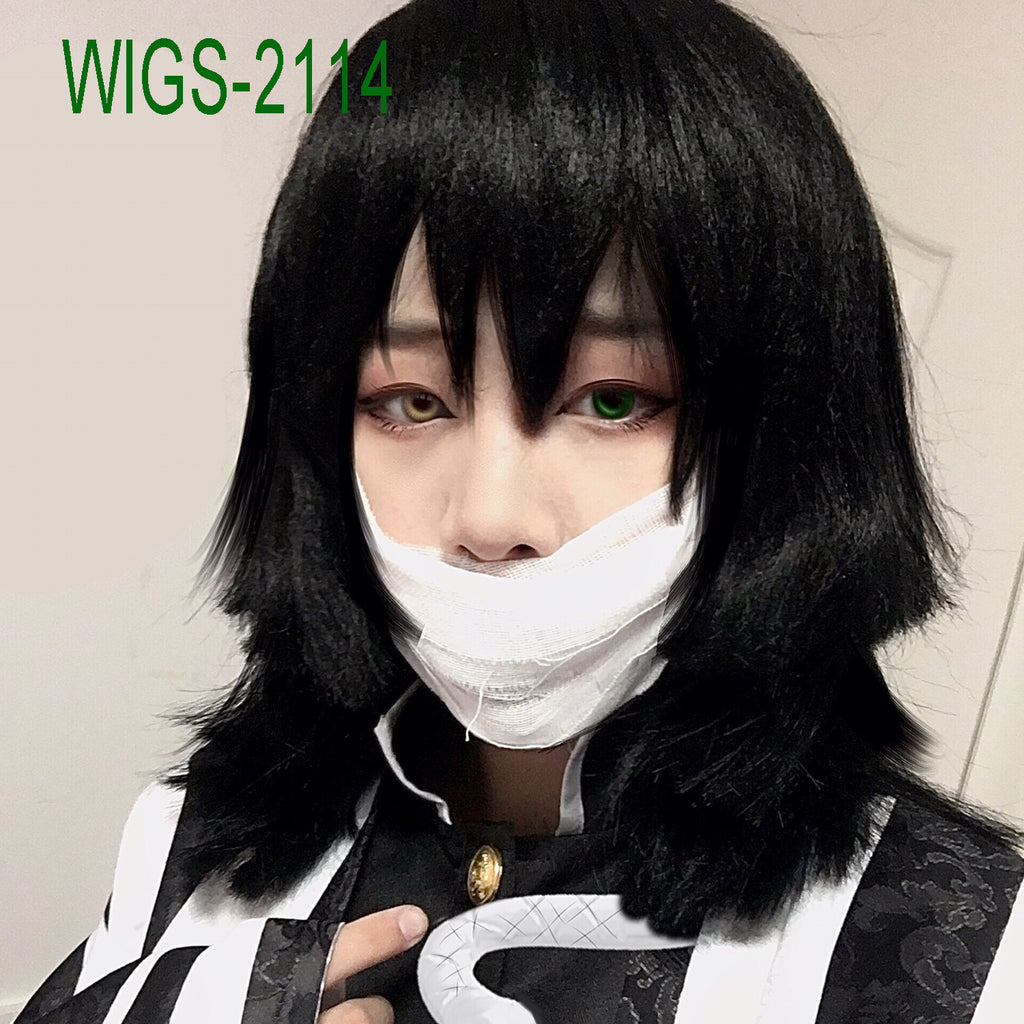 Black Layered  Short Straight Wigs-40cm Anime Cosplay Fake Hair