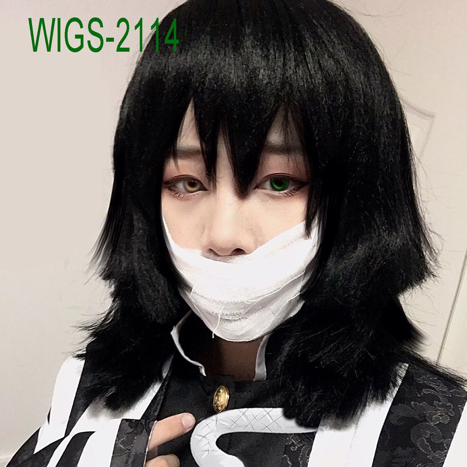 Black Layered  Short Straight Wigs-40cm Anime Cosplay Fake Hair