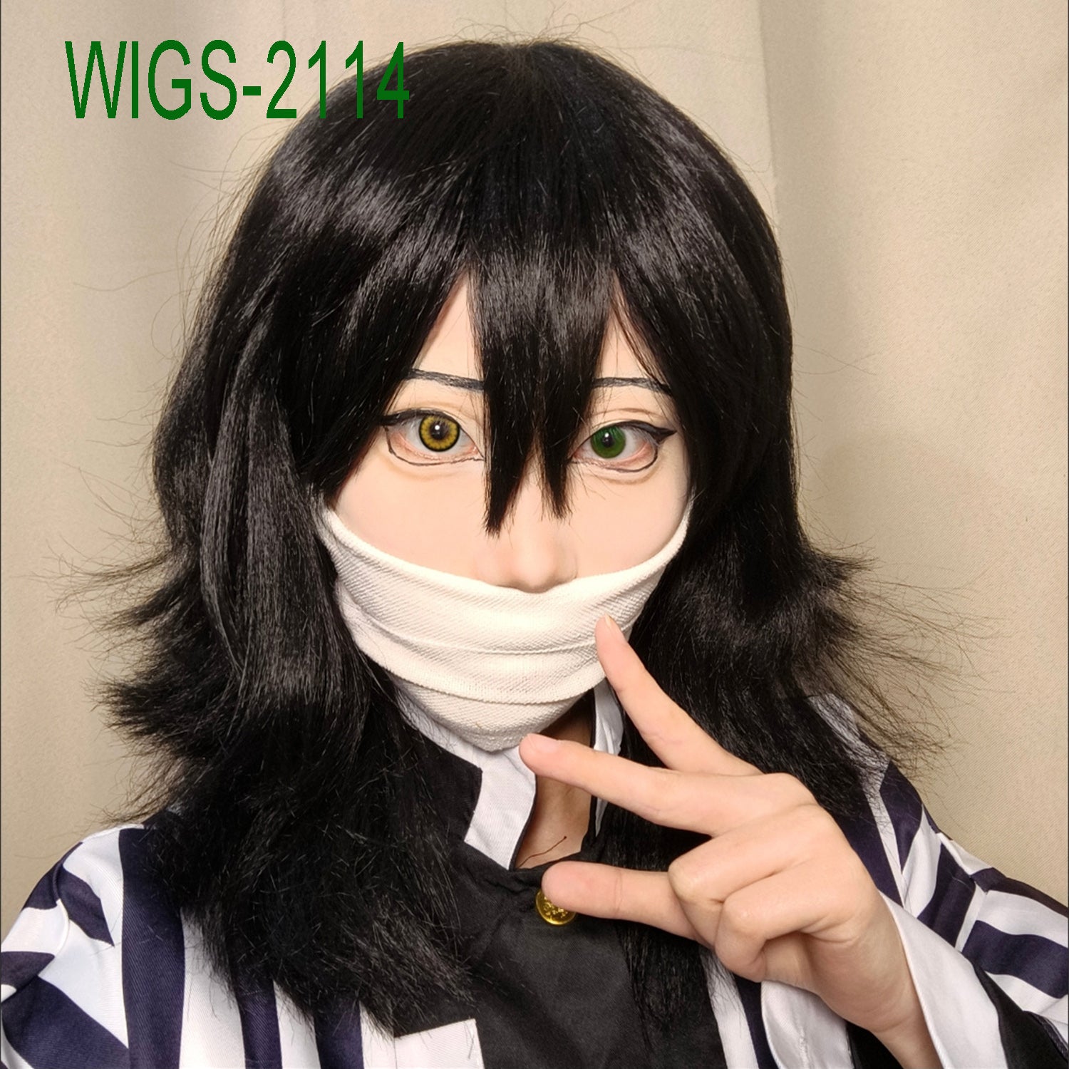 Black Layered  Short Straight Wigs-40cm Anime Cosplay Fake Hair