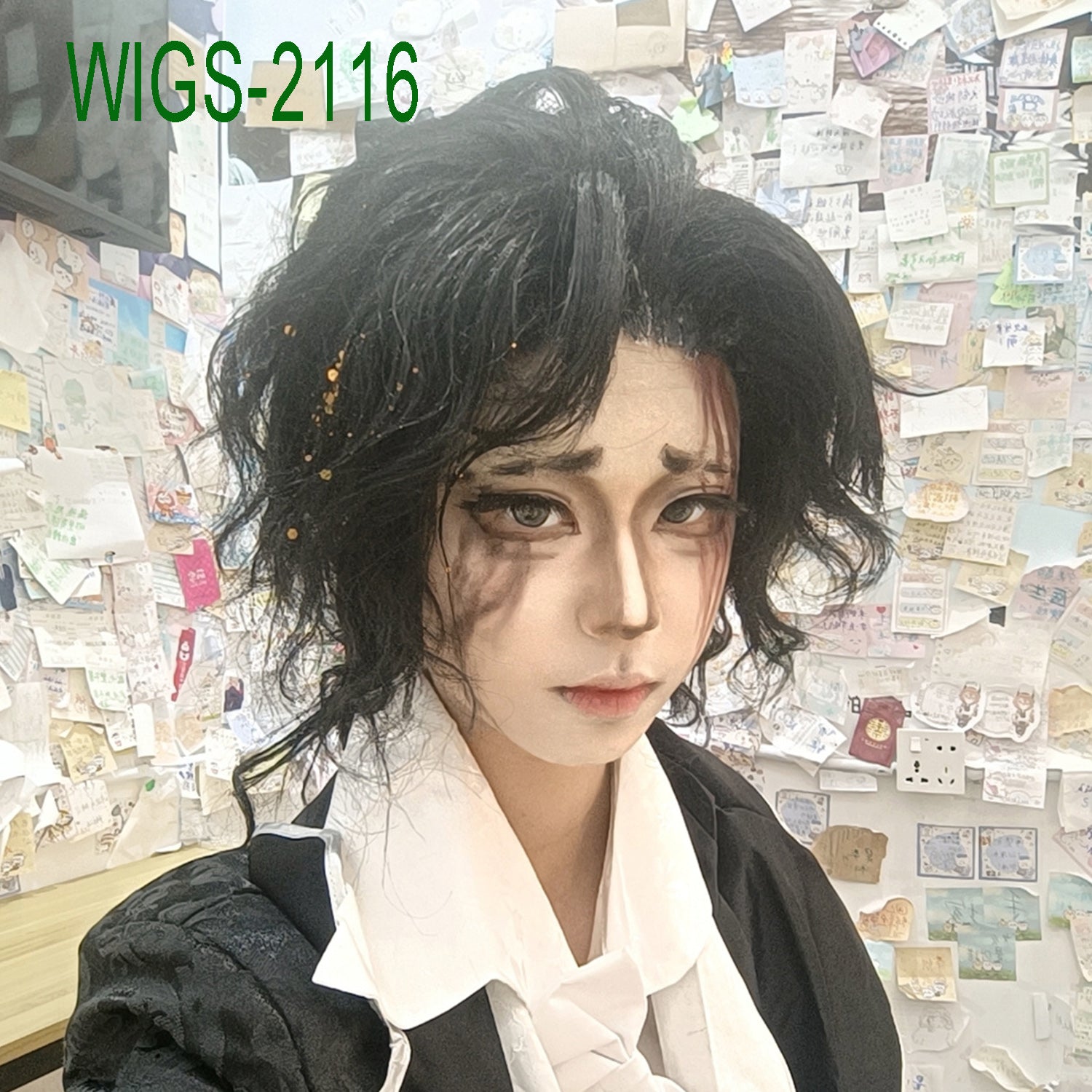 Black Curl Bangs Short Wig-30cm Anime Cosplay Fake Hair