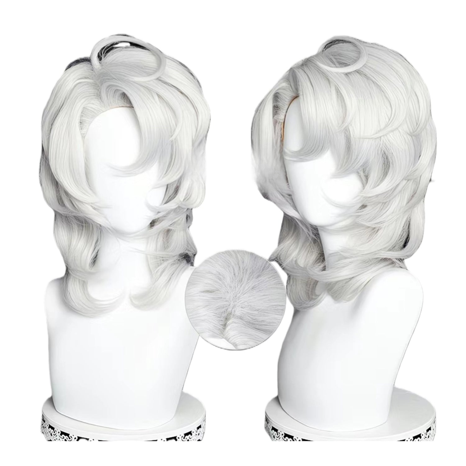 Silver White Layerd Curl Wigs-40cm Anime Cosplay Fake Hair