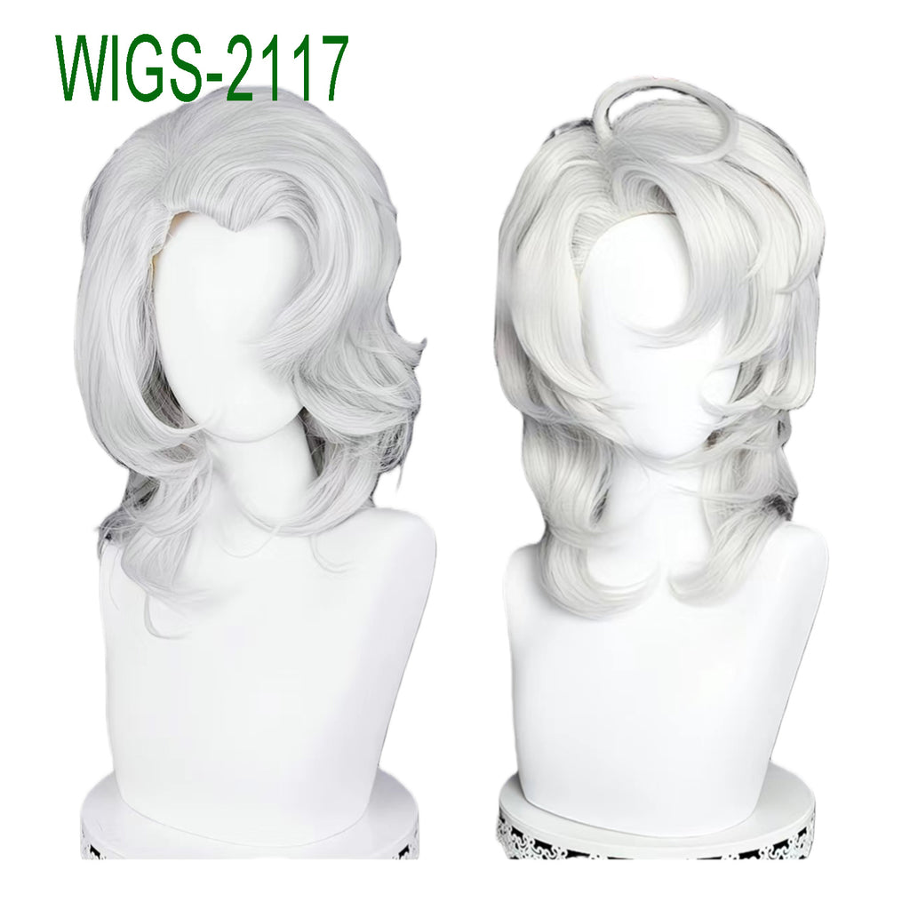 Silver White Layerd Curl Wigs-40cm Anime Cosplay Fake Hair