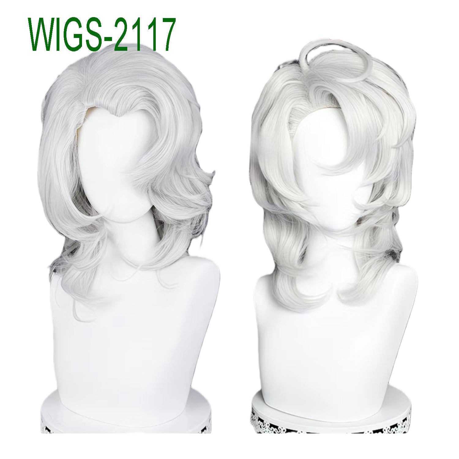 Silver White Layerd Curl Wigs-40cm Anime Cosplay Fake Hair