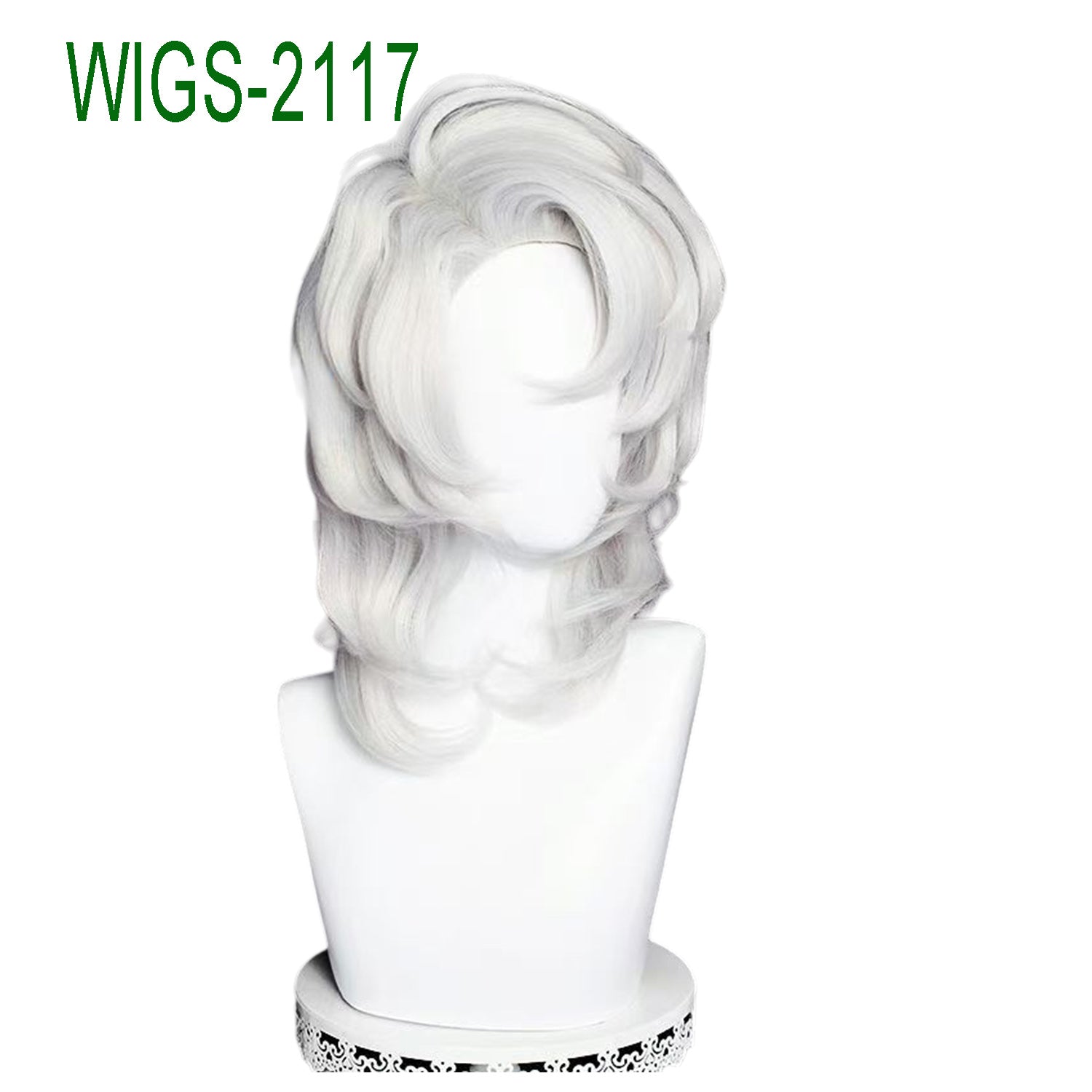 Silver White Layerd Curl Wigs-40cm Anime Cosplay Fake Hair