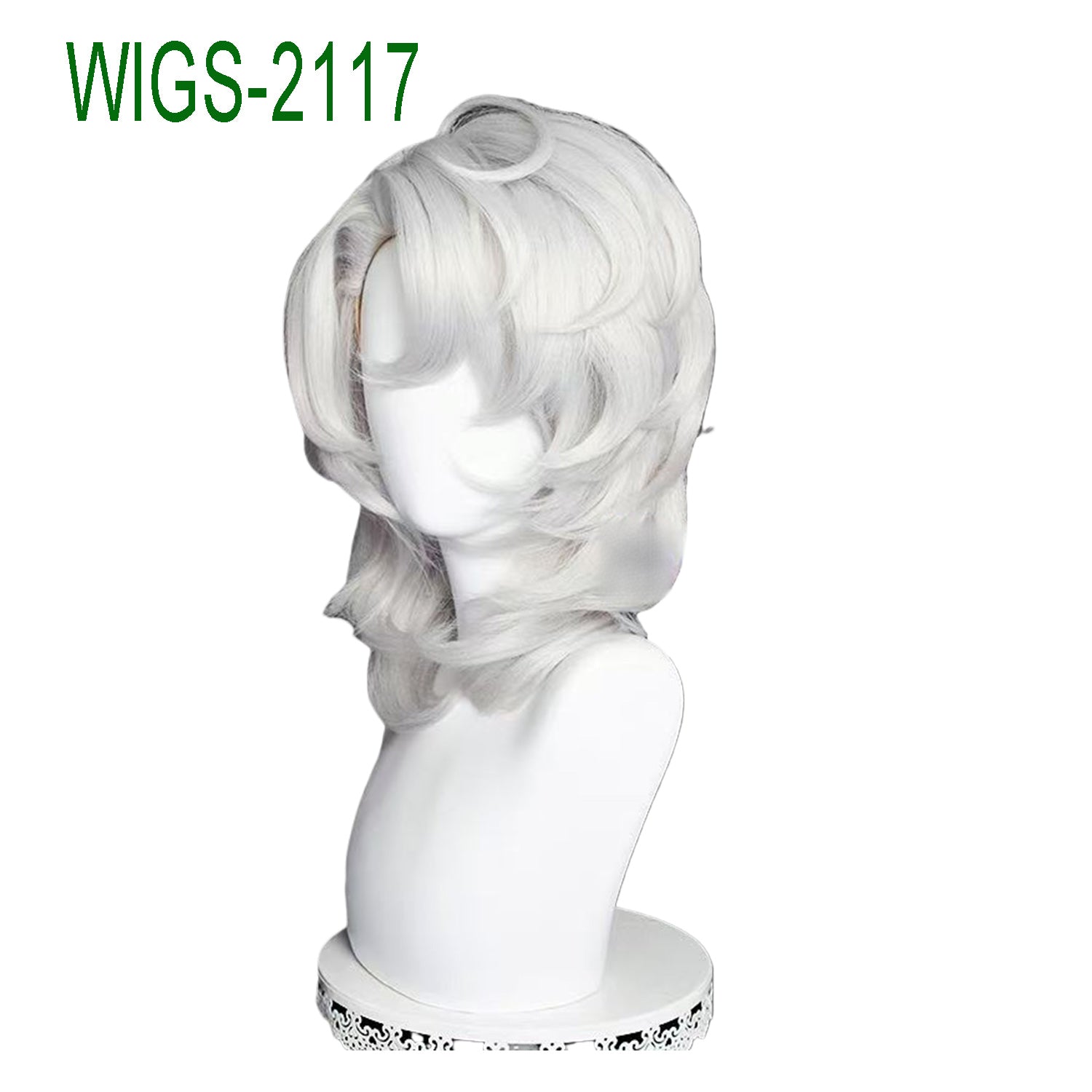Silver White Layerd Curl Wigs-40cm Anime Cosplay Fake Hair