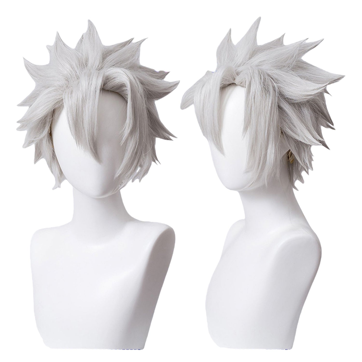 Silver White Outward Flipped Straight Short Wigs-35cm Anime Cosplay Fake Hair
