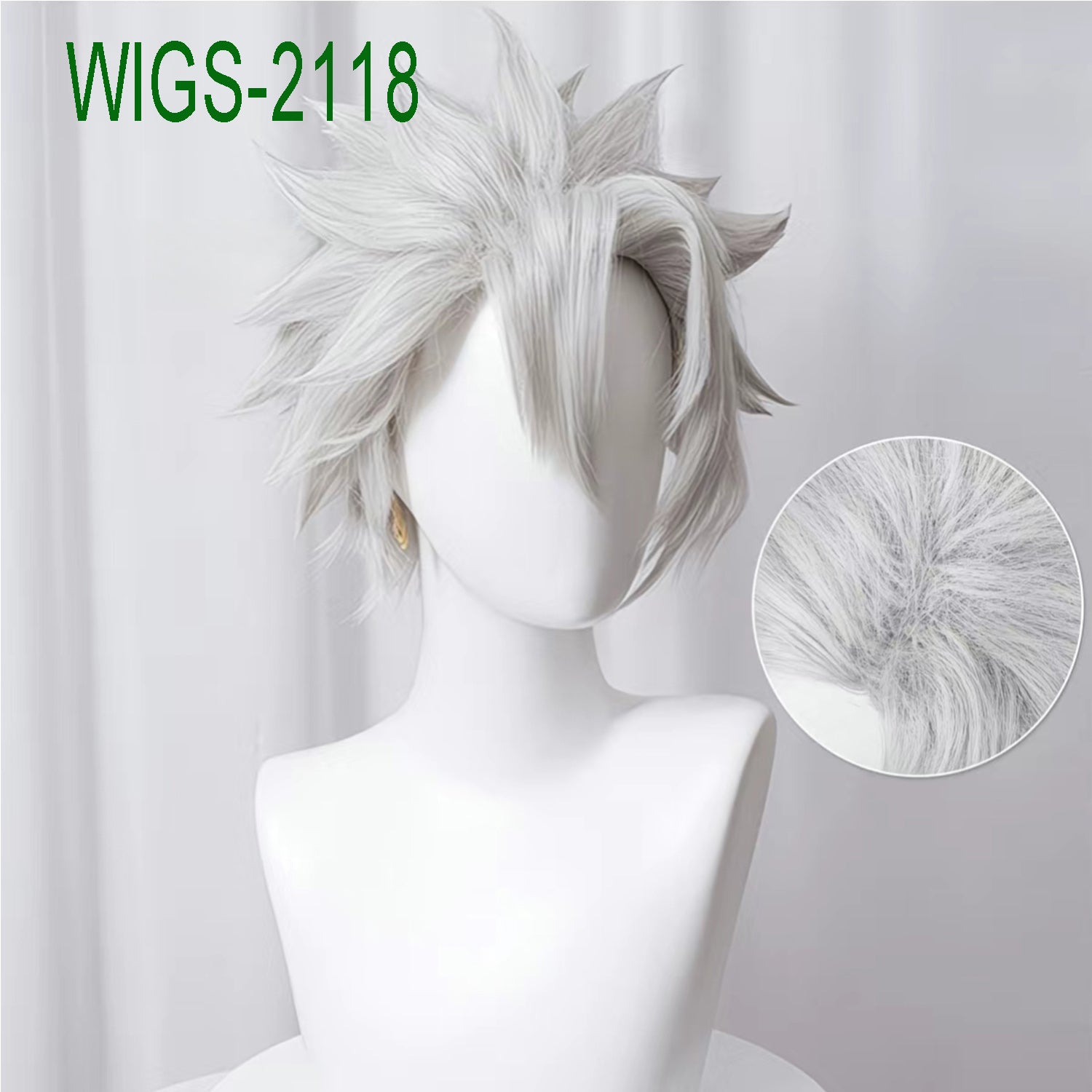 Silver White Outward Flipped Straight Short Wigs-35cm Anime Cosplay Fake Hair