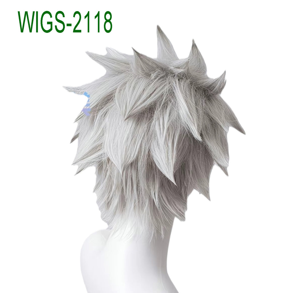 Silver White Outward Flipped Straight Short Wigs-35cm Anime Cosplay Fake Hair