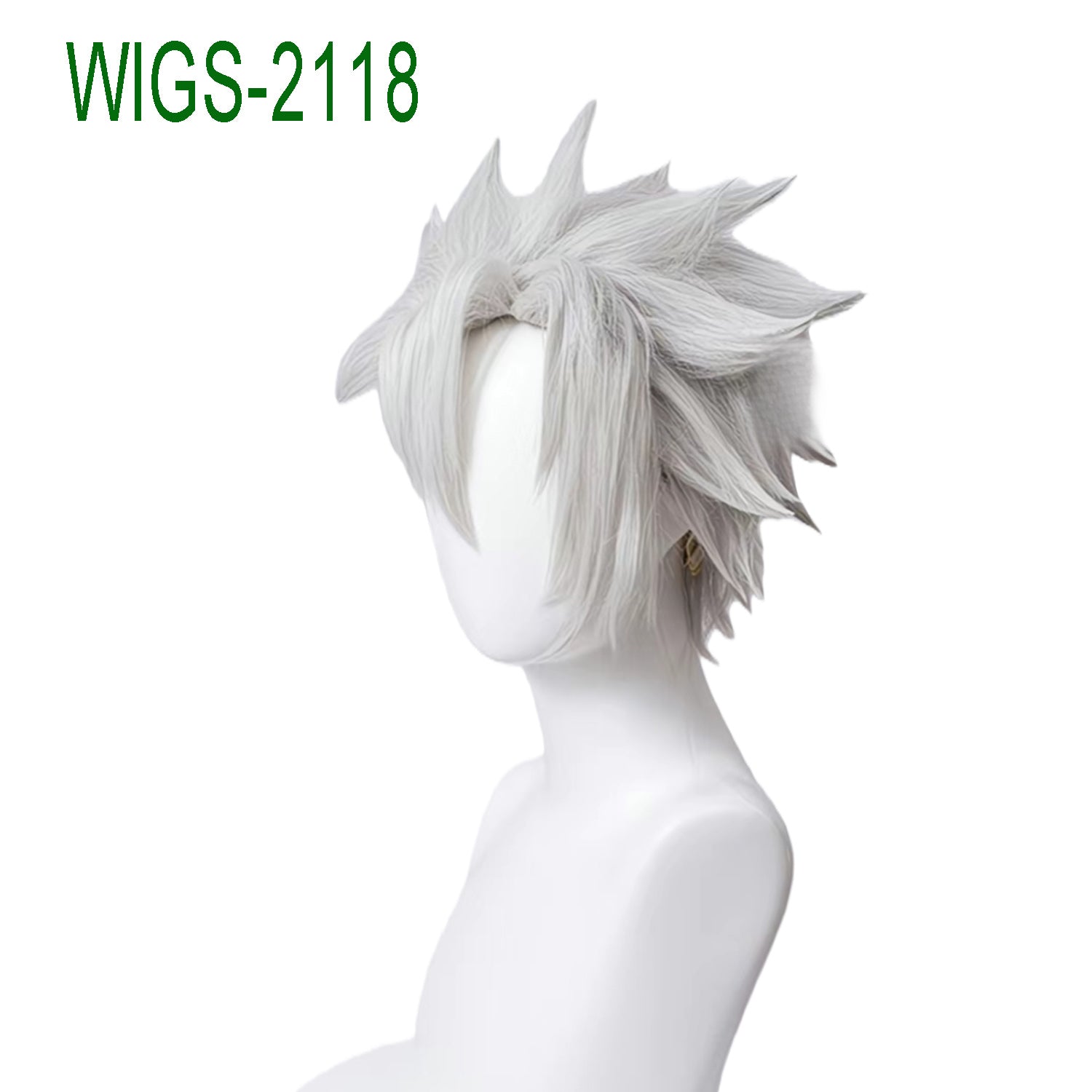 Silver White Outward Flipped Straight Short Wigs-35cm Anime Cosplay Fake Hair