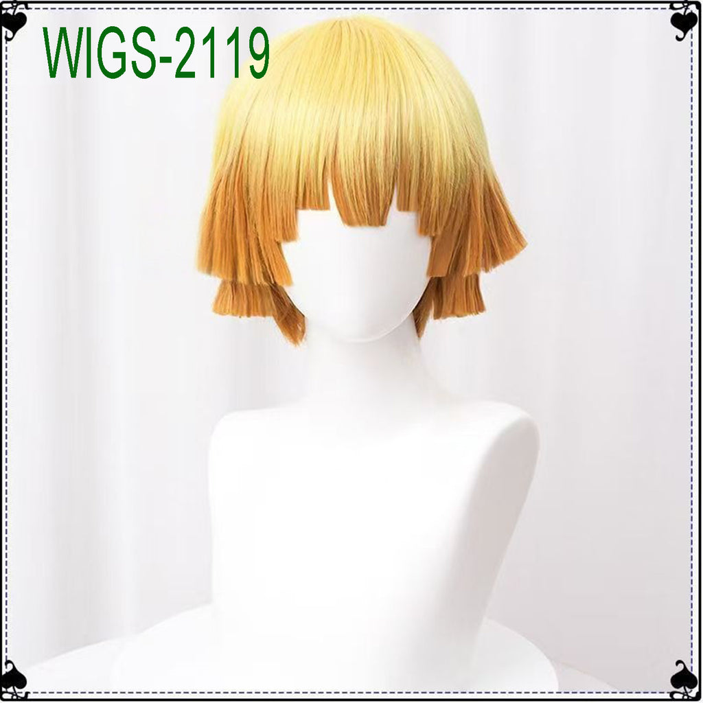 Yellow to Orange Gradient Straight Short Wigs-30cm Anime Cosplay Fake Hair