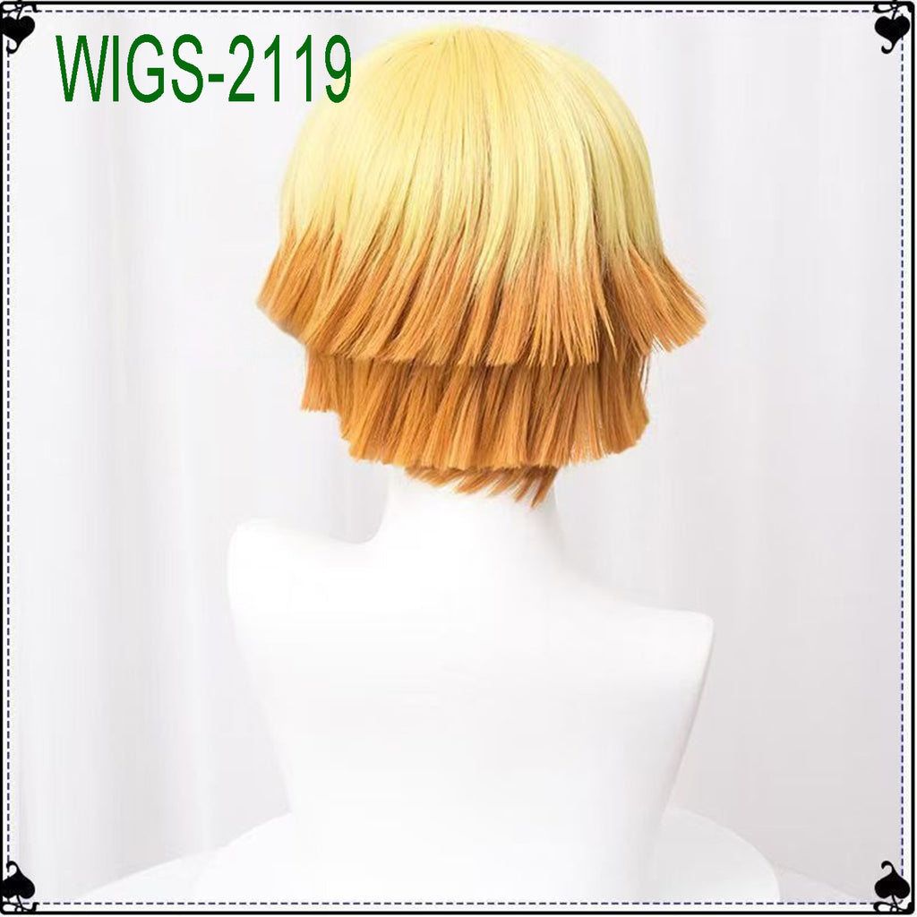 Yellow to Orange Gradient Straight Short Wigs-30cm Anime Cosplay Fake Hair