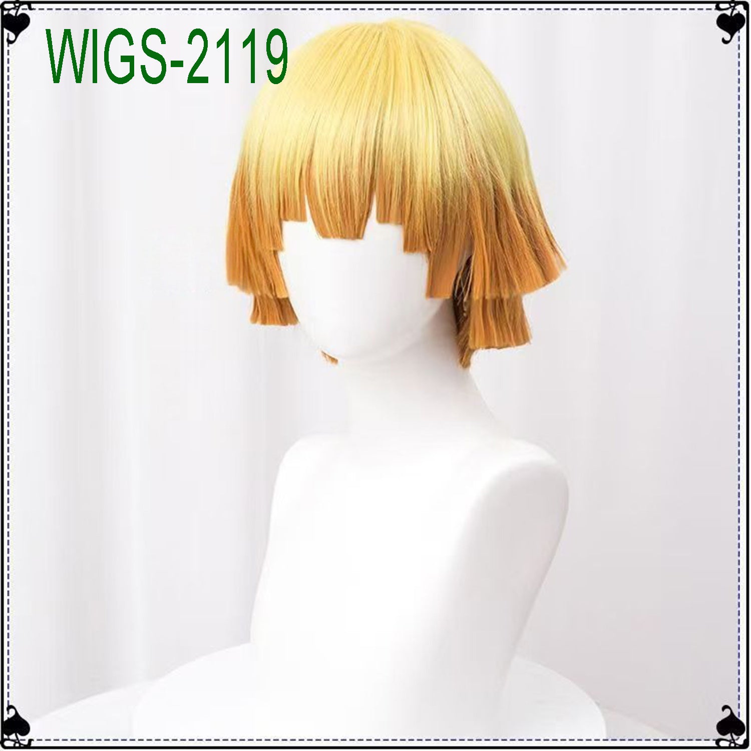 Yellow to Orange Gradient Straight Short Wigs-30cm Anime Cosplay Fake Hair