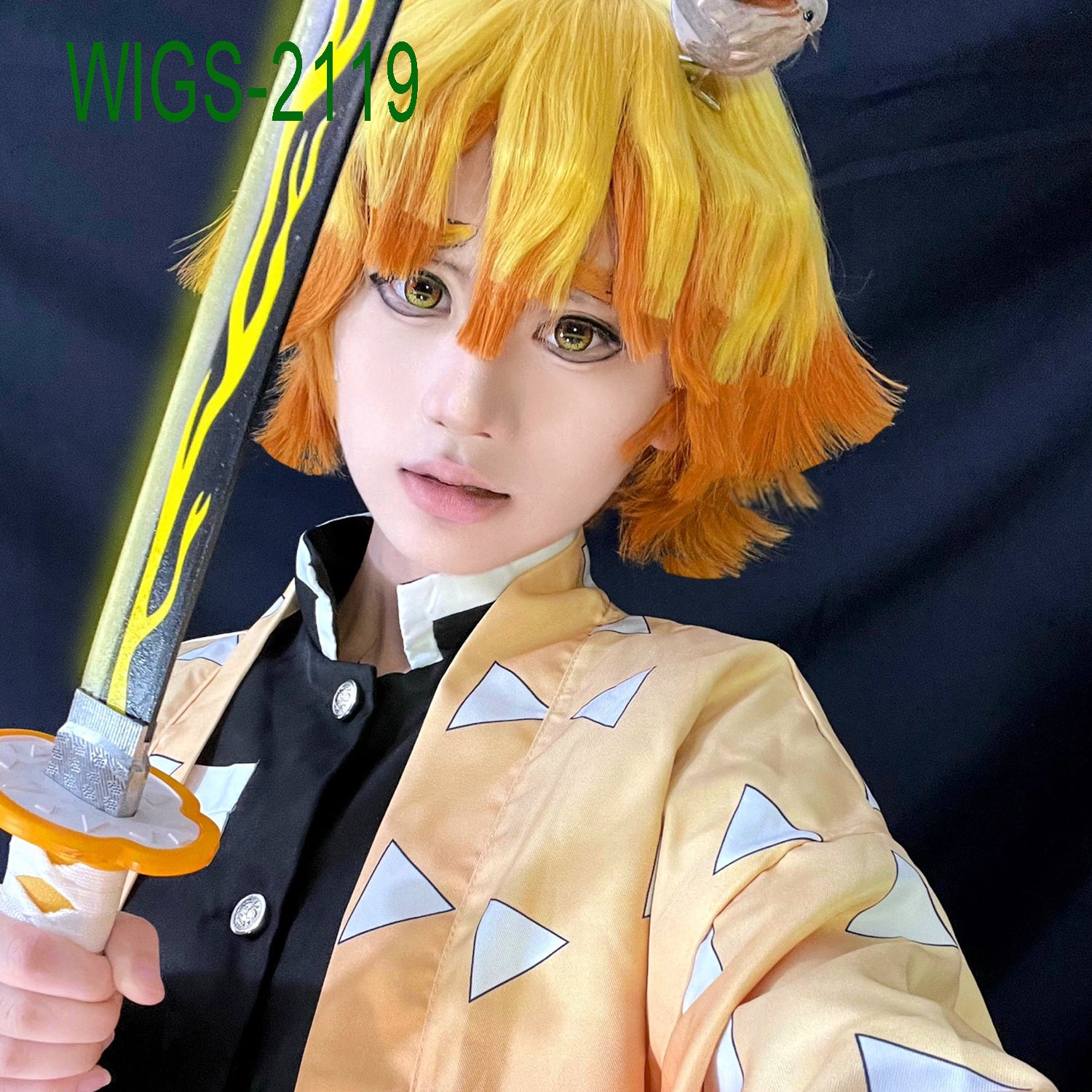 Yellow to Orange Gradient Straight Short Wigs-30cm Anime Cosplay Fake Hair