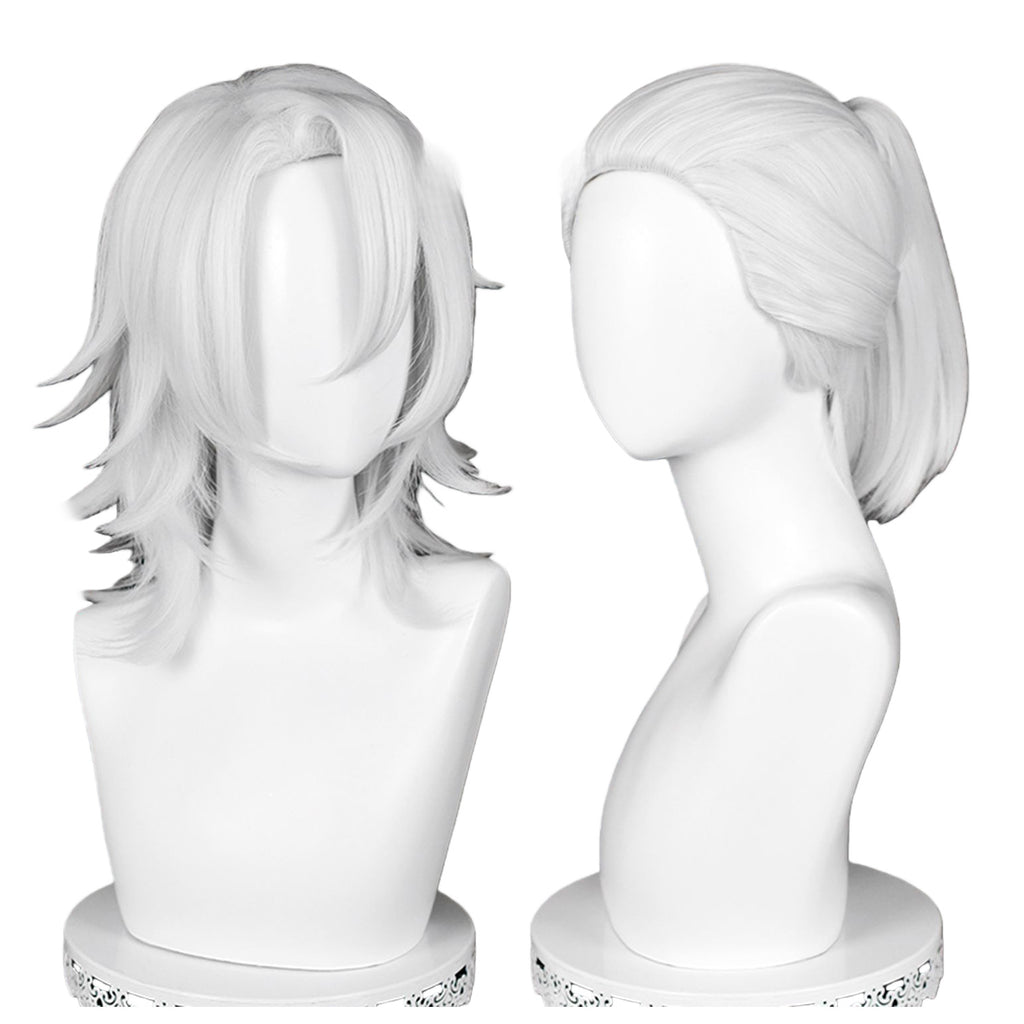 Silver Gray Straight Wigs-35-40cm Anime Cosplay Fake Hair