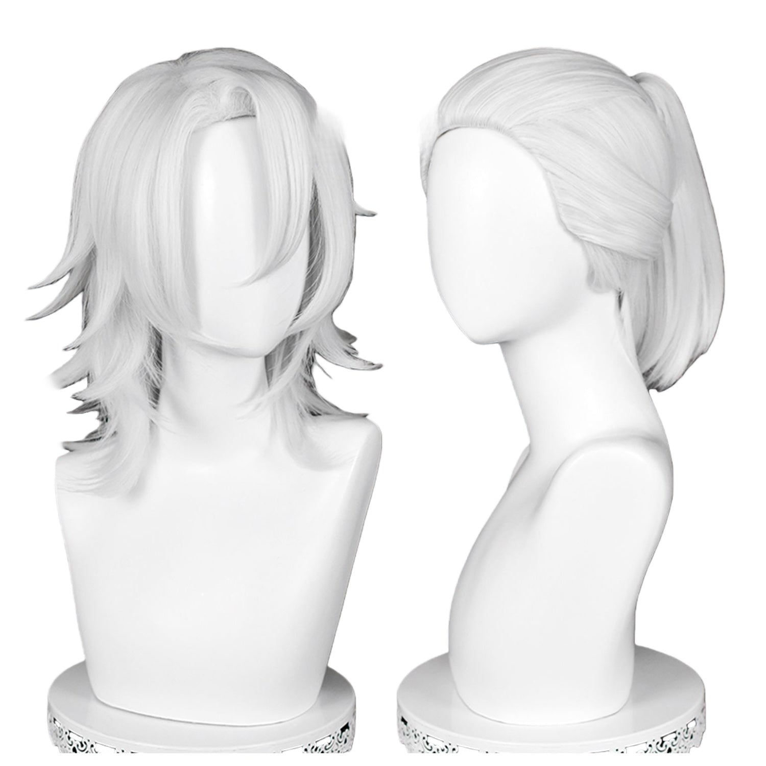 Silver Gray Straight Wigs-35-40cm Anime Cosplay Fake Hair