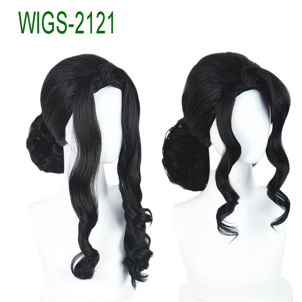 Black Updo Wig with Curly Bangs-38cm Anime Cosplay Fake Hair