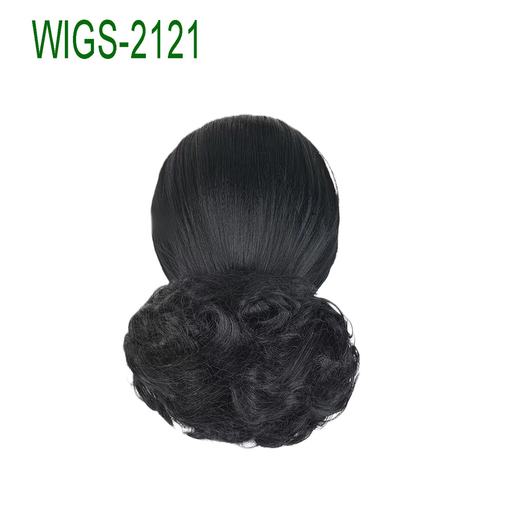 Black Updo Wig with Curly Bangs-38cm Anime Cosplay Fake Hair