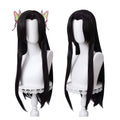 Middel Part Long Black Straight Wig - 80cm Anime Cosplay Fake Hair with Two Butterfly Hairpin