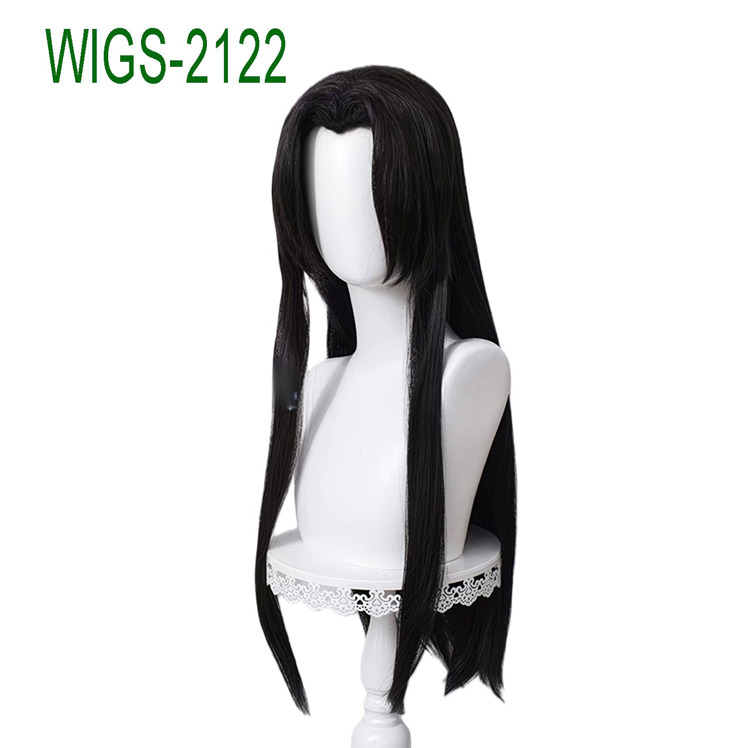 Middel Part Long Black Straight Wig - 80cm Anime Cosplay Fake Hair with Two Butterfly Hairpin
