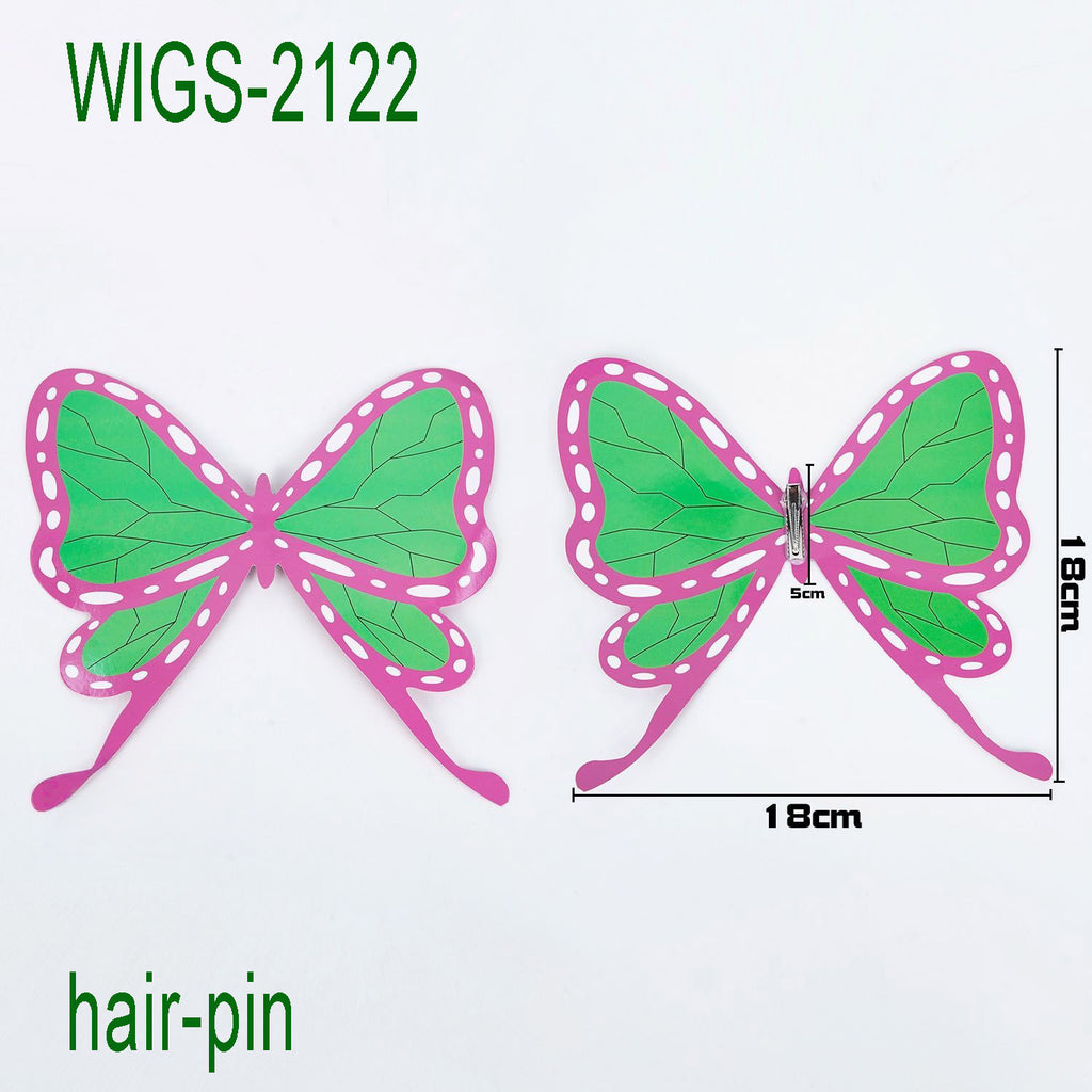 Middel Part Long Black Straight Wig - 80cm Anime Cosplay Fake Hair with Two Butterfly Hairpin