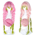 Pink and Green Anime Wigs with Three Braids - 90cm Long Cosplay Wig