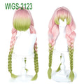 Long Pink and Green Mixed-Color Wig with Three Braids-90cm Anime Cosplay Fake Hair