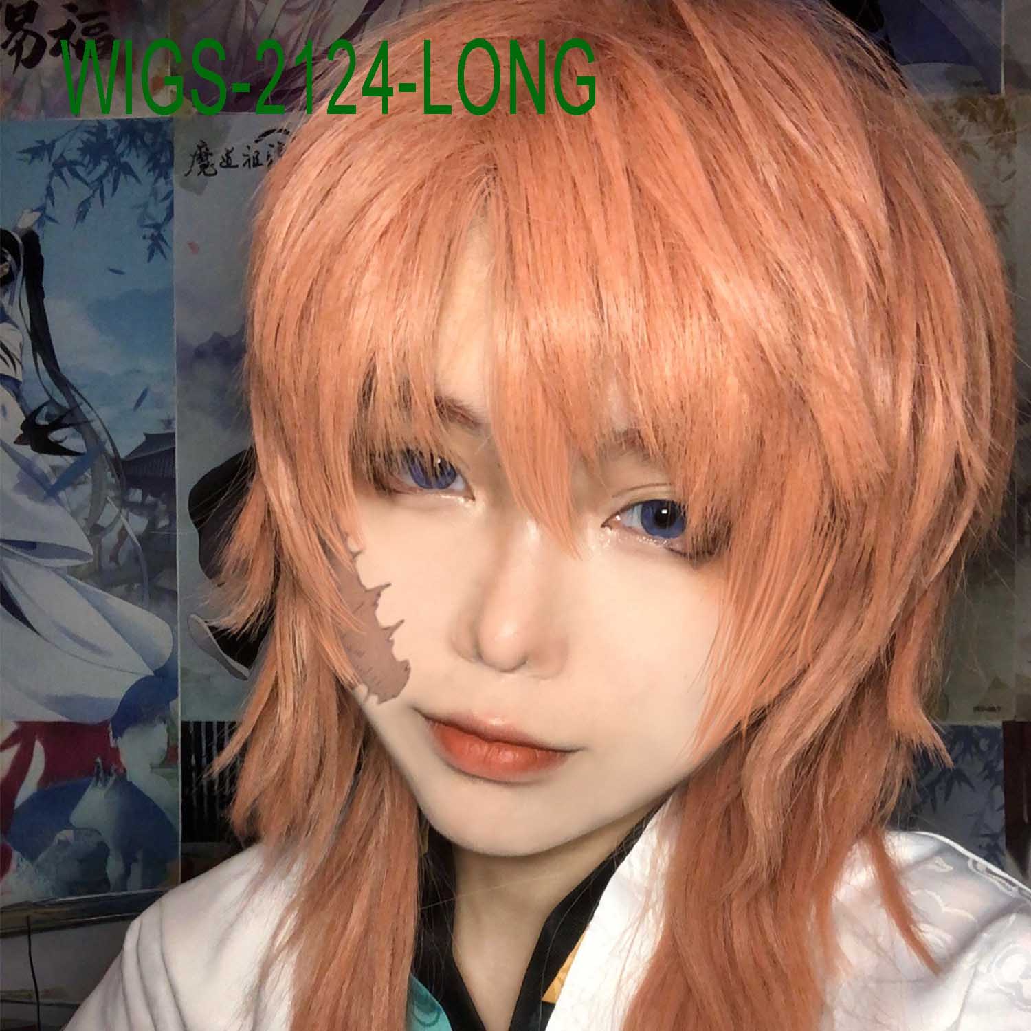 Orange Pink Anime Wigs - 40cm/55cm Long Curl Cosplay Wig
