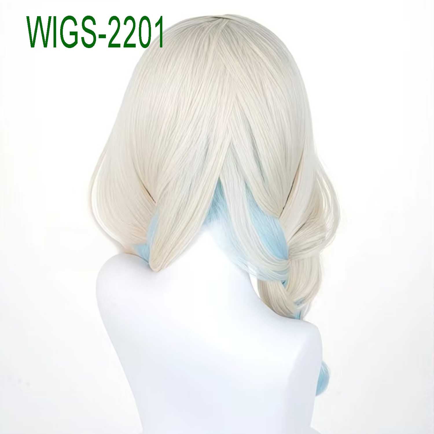 Cloudy Fantasy Twin Braids Wig - 57cm White Blue Gradient with Bow Clipe Hair for Sanrio and Yao from Arena of Valor