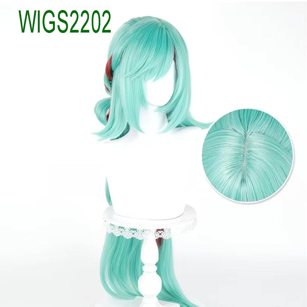 Fate Weaver Anime Long Wig - 100cm Green with Wine Red Hair with Long Braid