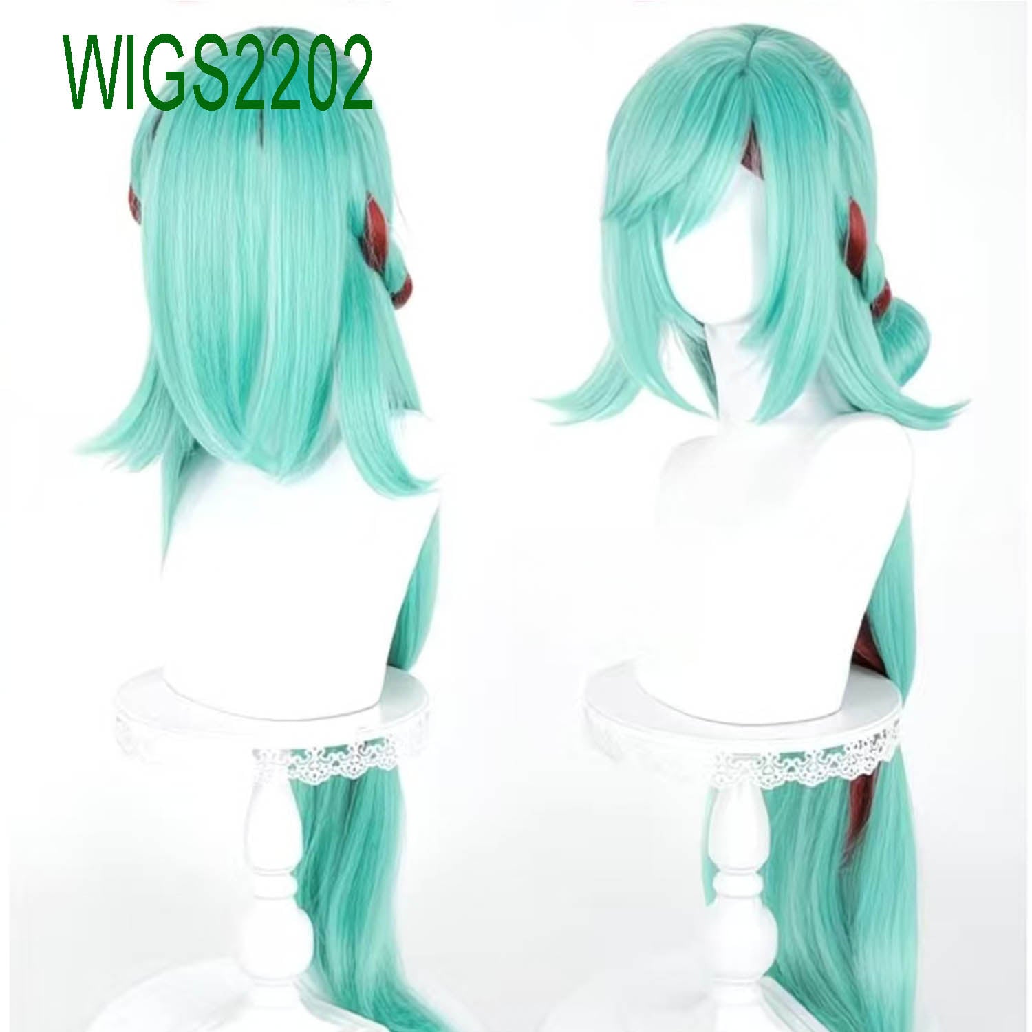 Fate Weaver Anime Long Wig - 100cm Green with Wine Red Hair with Long Braid