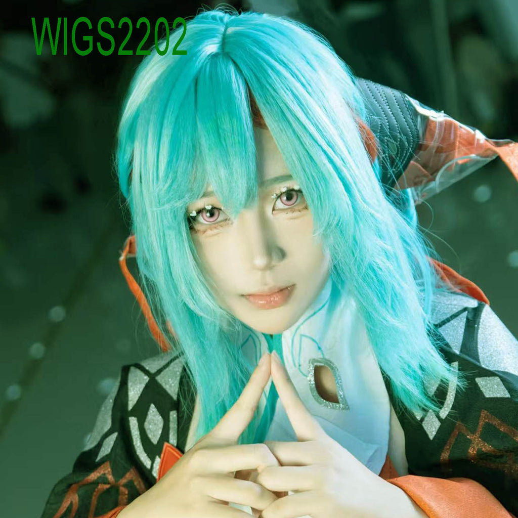 Fate Weaver Anime Long Wig - 100cm Green with Wine Red Hair with Long Braid