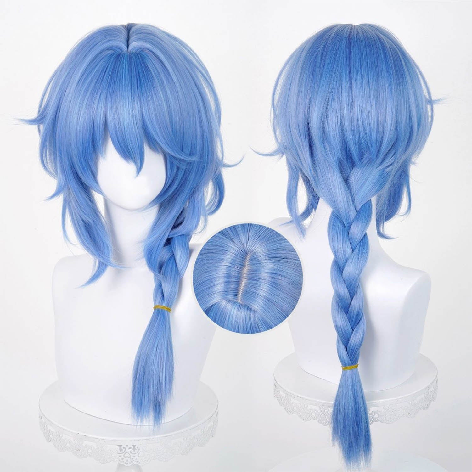 Stellar Strategist Long Blue Wig - 63cm Single Braids with Wispy Bangs