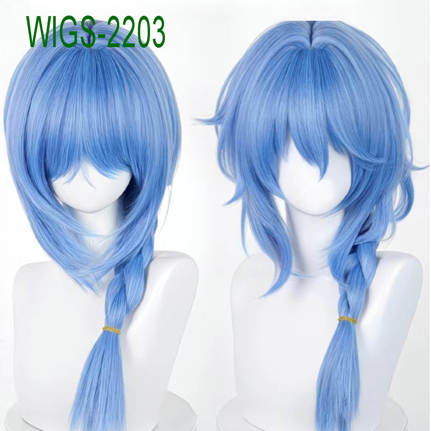 Stellar Strategist Long Blue Wig - 63cm Single Braids with Wispy Bangs