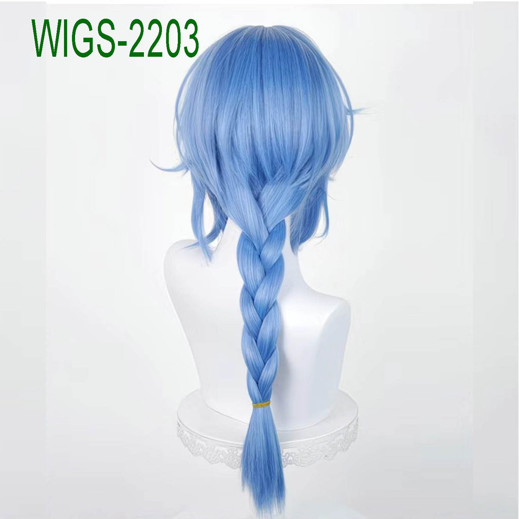 Stellar Strategist Long Blue Wig - 63cm Single Braids with Wispy Bangs